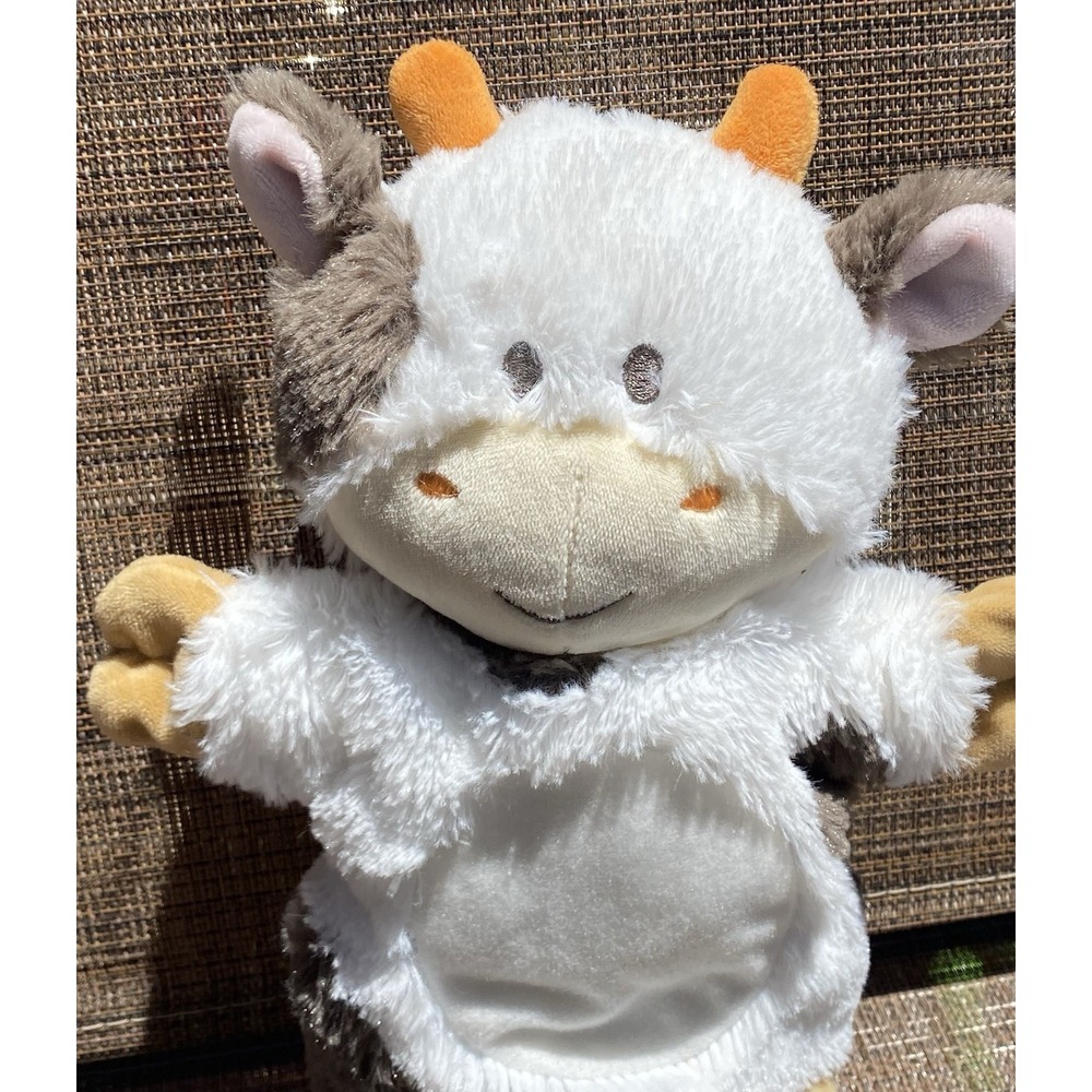 Demdaco Cow Hand Puppet Plush Soft 12" Stuffed Animal Farm Plushy Pretend Play